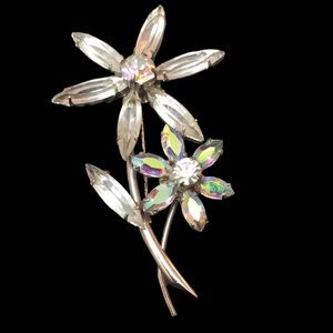 Aurora borealis crystal floral brooch